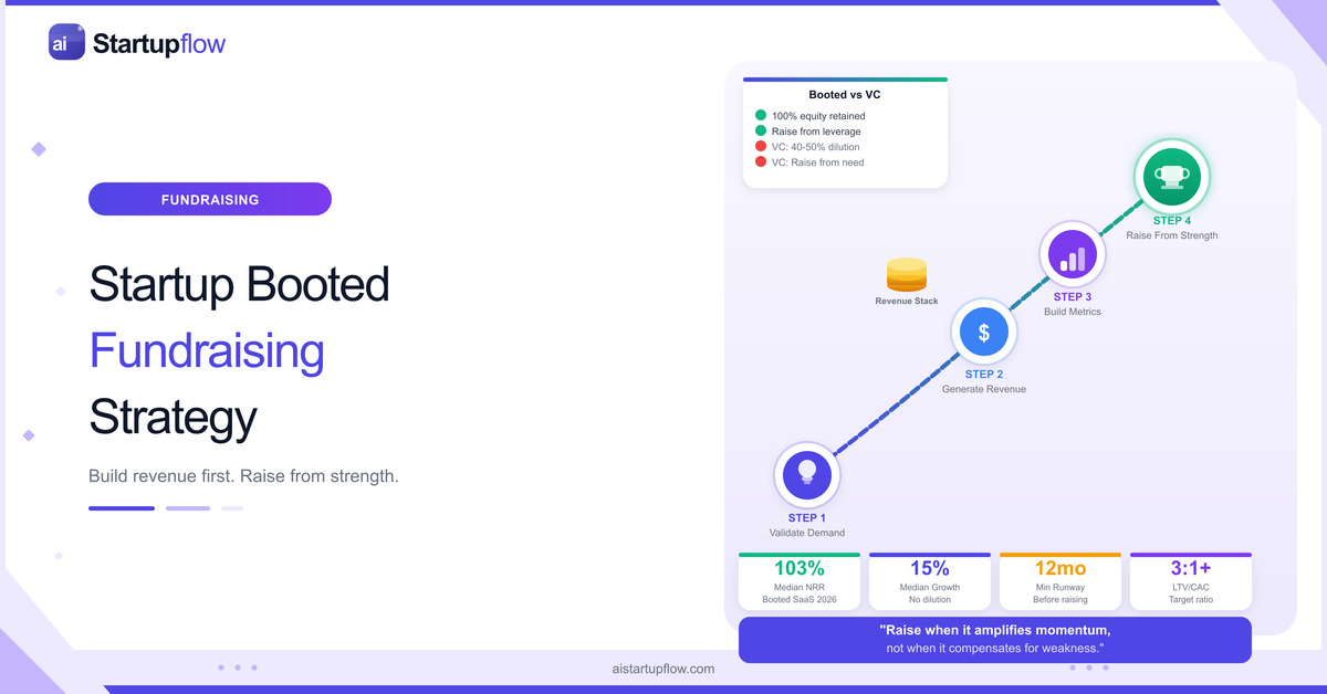 startup booted fundraising strategy 4 step process validate revenue metrics raise
